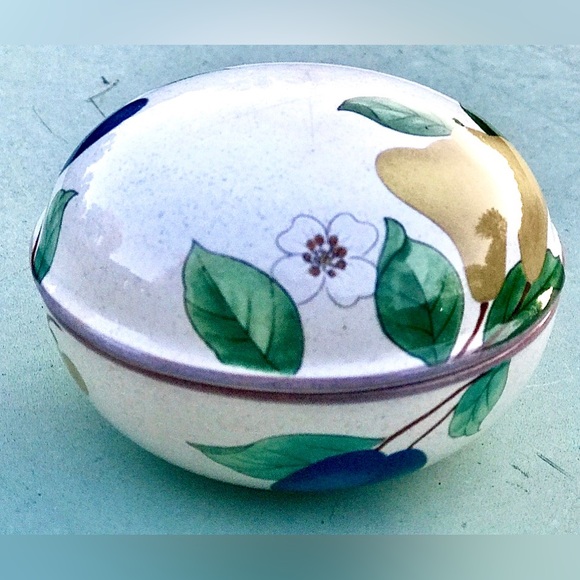 Vintage Retired MIKASA FRUIT PANORAMA Round Lidded Jewelry Trinket Dish - Picture 2 of 9